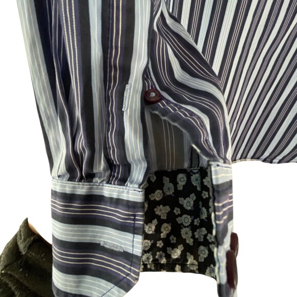 Bugatchi Uomo Mens Striped Long Sleeve Button-Up Shirt M Cotton Navy  Nautical - Picture 10 of 10